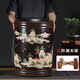 玖晟祥 宜興紫砂茶葉罐大號儲茶罐普洱茶餅儲存罐密封茶缸紫砂罐茶葉桶 36餅 竹節(jié)泥繪 黑山水