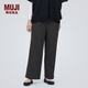 無(wú)印良品（MUJI）女式 里起毛 抽褶寬版褲  休閑褲 褲子 長(zhǎng)褲 女款春秋 BE1PTC3A 深棕色 M(160/66A)