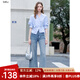 百圖betu女裝2025夏季新款襯衫不對(duì)稱收腰設(shè)計(jì)條紋氣質(zhì)上衣女2507T29 藍(lán)色 M