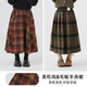 moonkids女童半身裙秋冬兒童復古紅色格子a字裙新年毛呢裙女孩中長(cháng)款裙子8 兩條裝【4560紅格+4537綠色】 110 cm