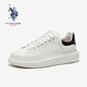 美國馬球協(xié)會（U.S.POLO ASSN.）休閑男鞋小白鞋男2025春夏新款板鞋男厚底增高透氣百搭休閑鞋男 白黑【舒適透氣+柔軟輕盈】 41 (255mm) 標準皮鞋碼-