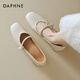 達芙妮粗跟瑪麗珍女鞋2025新款春夏小皮鞋涼鞋伴娘鞋氣質(zhì)高跟鞋單鞋女 米色【溫柔珍珠】【跟高3CM】 38