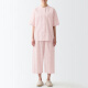 无印良品（MUJI）女式 无侧缝泡泡纱短袖睡衣女士家居服套装夏季纯棉全棉 FDB04C2S 粉红色×图案 M