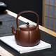尊壺紫砂提梁壺?zé)蟛鑹夭杈吲莶杵鲊鸂t煮茶壺 頂珠瓜棱提梁壺