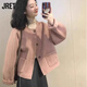 Jret法式小香風(fēng)短款毛呢外套女2025春秋新款寬松百搭高級感粉色氣質(zhì)上 粉紅色 單層 S