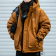 型曼山系戶外連帽防風羽絨服男冬季潮牌寬松加厚保暖白鴨絨工裝外套男 焦糖色 L（145-160斤）