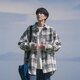 佐優(yōu)品（zuoyoupin）日系格子襯衫男長(cháng)袖2025新款秋冬季休閑男生襯衣外套百搭寬松上衣 白色 XL