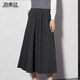 海青藍(lán)慵懶風(fēng)休閑半身裙女2024秋季裙子新款簡(jiǎn)約松緊腰純色a字裙中長(zhǎng)款 黑色 均 碼