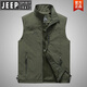 JEEP SPIRIT春秋馬甲男士戶(hù)外坎肩休閑背心男裝寬松大碼速干工裝立領(lǐng)馬夾外套 軍綠 2XL
