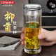 格亞（GEYA）高檔純鈦抗菌雙層玻璃杯 陶立克菱形商務(wù)泡茶杯玻璃水杯子禮盒裝