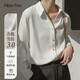 FitonTon雪紡襯衫女春秋寬松長(cháng)袖氣質(zhì)垂感襯衣V領(lǐng)顯瘦襯衣 白色 L