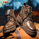 公牛世家馬丁靴秋冬季新款牛皮英倫風(fēng)大頭皮鞋男士休閑高幫復古工裝靴子男 紅棕【四季款單鞋】GN123101775 41 （運動(dòng)碼）
