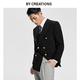 By Creations柏品純羊毛商務(wù)單西服男士布雷澤黑色金屬雙排扣通勤休閑西裝外套 黑色（雙排扣） 54
