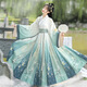 漢宅閣漢服女成人一片式對(duì)襟齊胸襦裙印花學(xué)生中國風(fēng)唐風(fēng)套裝表演服 鳳傾 M