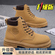 馬丁靴男鞋秋季新款高幫工裝靴子英倫風(fēng)短靴韓版百搭厚度靴子潮鞋 F1黃色（升級款） 42