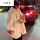 奈加圖2023秋冬羊羔毛毛絨絨外套女年輕中長(zhǎng)款仿獺兔毛連帽寬松大衣 米白色【冬款 加棉】 加厚 S 80-120斤