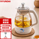 HYUNDAI韓國(guó)養(yǎng)生壺家用蒸茶壺電水壺加厚高硼硅玻璃水壺煮茶器煮茶壺逆流式蒸汽蒸茶壺 白色【雙模式+保溫】