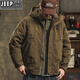 JEEP SPIRIT美式三合一工裝羽絨服男冬季2025新款可拆卸內膽防寒沖鋒外套男 咖啡色 XL 適合 135斤-150斤