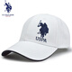 U.S.POLO ASSN.保羅帽子男士純棉硬頂棒球帽polo女春夏秋遮陽(yáng)防曬太陽(yáng)帽潮流休閑 白色（硬頂款） 可調節(54-60)cm