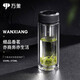 萬(wàn)象雙層玻璃杯男女士商務(wù)辦公泡茶杯大容量便攜車(chē)載水杯隔熱防燙杯子 V20RL皮紋黑-禮盒裝 370ml