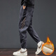 休閑褲男秋冬季加絨加厚束腳運動(dòng)褲直筒寬松衛褲美式工裝哈倫男褲 HY-888深灰色加絨 L