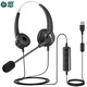 白恩DH635呼叫中心電話(huà)耳機耳麥移動(dòng)聯(lián)通電信頭戴式電銷(xiāo)外呼坐席客服中心高清通話(huà)佩戴舒適網(wǎng)課兼職 雙耳USB主動(dòng)降噪調音靜音插電腦