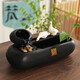陶瓷小型噴泉流水器家居招財流水擺件循環(huán)水風(fēng)水輪辦公室桌面禮品 招財進(jìn)寶長(cháng)款+黑色