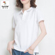 啄木鳥polo衫女短袖夏季運動上衣棉有翻領(lǐng)t恤女工作服定制印logo 白色 XL 130-145斤