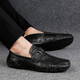 費耐弗豆豆鞋皮鞋休閑男鞋2021秋季英倫潮流駕車(chē)低幫商務(wù)正裝時(shí)尚舒適百搭套腳懶人真牛皮大碼鞋子男 黑色 40