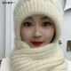 帽子圍巾一體加厚風(fēng)雪帽秋冬新款加絨毛線(xiàn)編織女保暖網(wǎng)紅帽 米色（帽子圍巾加絨） 均碼