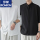 羅蒙（ROMON）新中式立領(lǐng)襯衫男士春夏新款襯衣感冰絲垂感中袖五分袖薄款 C190白色+黑色1 XL