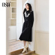 歐莎（OSA）假兩件針織連衣裙2025年新款女半高領(lǐng)冬天配大衣黑色裙子 黑色 M