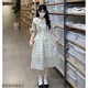 紫蒙連衣裙夏季2025新款法式長裙學(xué)生少女小個(gè)子高中初中女生夏天裙子 圖片色 均碼 (可備注碼數(shù))