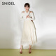 SNIDEL2025春夏新品百搭高腰提花雪紡蛋糕裙百褶半身裙SWFS251197 淺米色 M （1）
