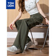 唐獅女士休閑長(cháng)褲早秋新款寬松休閑紗卡工裝口袋長(cháng)褲 青石綠 M