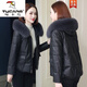 啄木鳥(niǎo)（TUCANO）海寧真皮羽絨服女2025新款冬帶帽綿羊皮外套狐貍毛領(lǐng)皮草皮衣短款 黑色 M 90-110斤