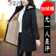 啄木鳥(niǎo)加絨加厚派克服女中長(cháng)款風(fēng)衣外套女2025冬季新款中年女裝冬裝棉襖 黑色 XL 適合110-125斤