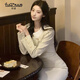 妤遇（YUUZYUUS）品牌女裝小香風(fēng)套裝女2025年春秋新款復古高腰溫柔風(fēng)法式倆件套 米色 M
