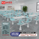 溢彩家具學(xué)校食堂餐桌椅組合職工餐廳四人位巖板餐桌椅員工飯?zhí)眠B體餐桌椅 120*60cm淡青色椅面