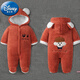 迪士尼（Disney）嬰兒連體衣冬季寶寶棉服新生兒加厚棉衣嬰幼兒防風(fēng)外出服寶寶哈衣 磚紅色 [連腳加厚]腳印狗 59 (建議0-2個(gè)月內(nèi)寶寶)