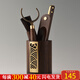 從簡(jiǎn)茶道六君子套裝功夫茶具零配件6件套大全茶夾養(yǎng)壺筆茶杯墊 黑檀海浪六君子（圓形）
