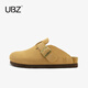 U·B·Z防水勃肯半拖鞋女厚底2026春秋新款外穿包頭博肯男一腳蹬加絨單鞋 奶茶（厚底4CM) 36