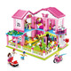 小魯班積木房子城市別墅公主屋城堡模型兒童拼裝玩具女孩6-12歲生日禮物 假日別墅896片（底板+7人仔）