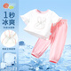貝貝怡女童套裝夏季薄款兒童衣服上衣褲子兩件套透氣短袖長(zhǎng)褲T恤童裝 桃粉 140 （身高130-140cm）