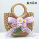 中秋節絹花拎包手工創(chuàng  )意女士手提包包diy草編材料包中秋團建活動(dòng) 驀然回首卡其色送膠棒+教程
