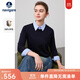 Navigare意大利小帆船假兩件針織衫女士秋冬季襯衫領(lǐng)毛衣通勤簡(jiǎn)約純羊毛衫 海軍藍 XL