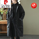 皮爾卡丹（pierre cardin）休閑派克服2023秋冬天女中長(zhǎng)款?yuàn)A棉棉衣加厚連帽外套棉衣羽絨棉服 黑色 2XL 建議135-150斤