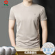 夢(mèng)特嬌2025新款男士圓領(lǐng)短袖T恤男中年夏季桑蠶絲百搭純白色高端上 6998米色 L 170適合115-125斤