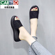 卡帝樂(lè)鱷魚（CARTELO）厚底拖鞋女水鉆夏季新款時(shí)尚外穿韓版百搭松糕坡跟網(wǎng)紅涼拖鞋新品 黑色 34