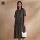 播桑蠶絲連衣裙女商場同款2024夏新款小個(gè)子中長款裙子BDR2LD1670 G20象灰 M